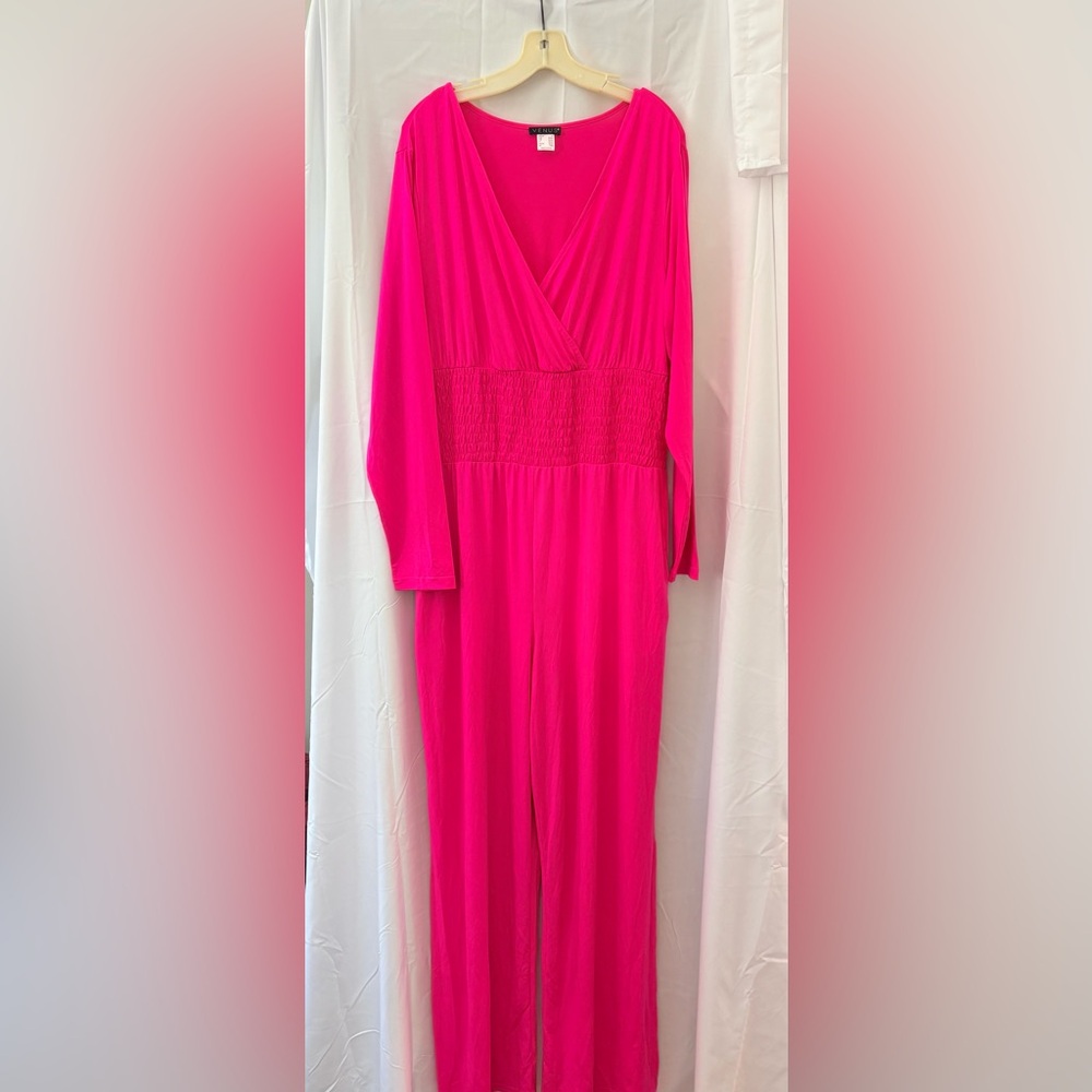 VENUS Hot Pink Long Sleeve Jumpsuit